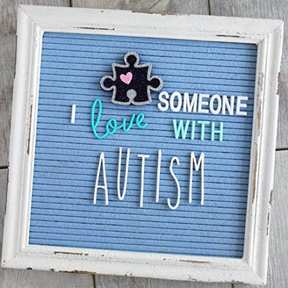 Blue Felt Letter Board Baby Announcement Sign with Rustic Wood White Frame - Rustic Farmhouse Letter Board Sign with Stand - 10x10 Felt Board Changeable Message Board with 350 Letter Set - color: Blue, size: 10x10 inches