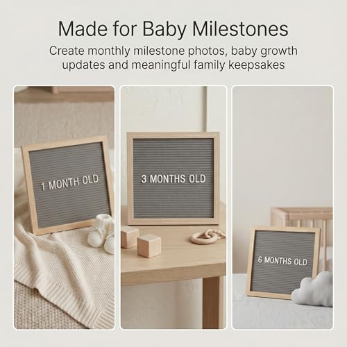 C CRYSTAL LEMON Gray Felt Letter Board 10x10 Inch, 336 Pre-Cut Letters - color: Gray