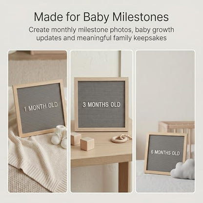 C CRYSTAL LEMON Gray Felt Letter Board 10x10 Inch, 336 Pre-Cut Letters - color: Gray