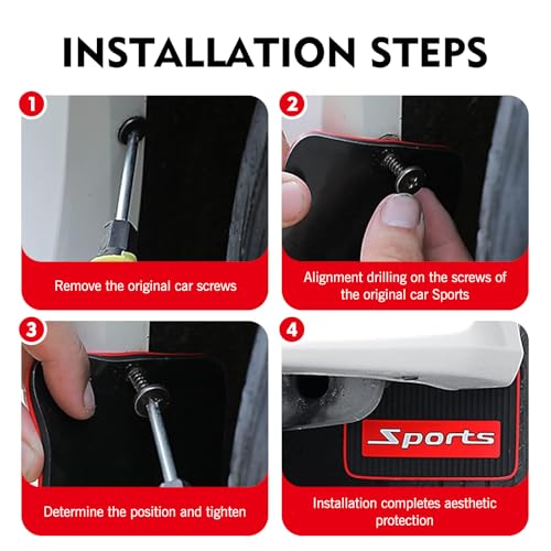 2 PCS Car Mud Flaps, 9.06" x 10.63" Soft Rubber Wheel Fender Splash Guard, Non-Collision Front and Rear Splash Mudguard, Universal for Most Cars SUVs Trucks (Sports) - color: Red & Black