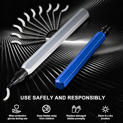 Deburring Tool with 10 HSS Blades and Blue Aluminum Handle, 360° Rotary Reamer for 3D Printing and Metal Edge Finishing, High-Speed Steel Tool for PVC, Copper and Resin - color: Blue