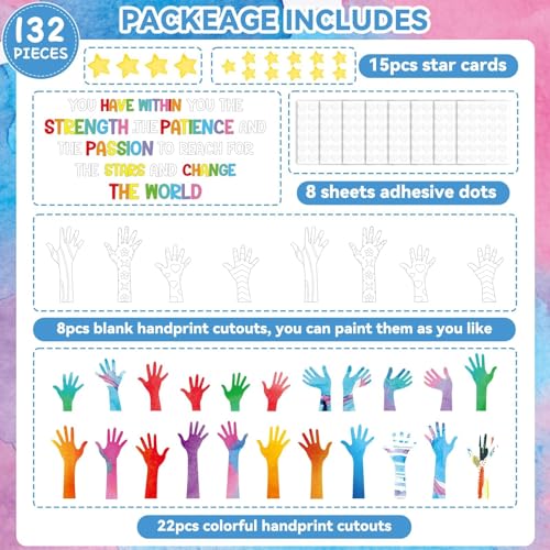 Justforjoyful We Can Change The World Bulletin Board Set Student Diversity Bulletin Board Decorations Colorful Handprint Themed Classroom Bulletin Boards Motivational Hands Cutouts School Wall Decor - style: Handprint