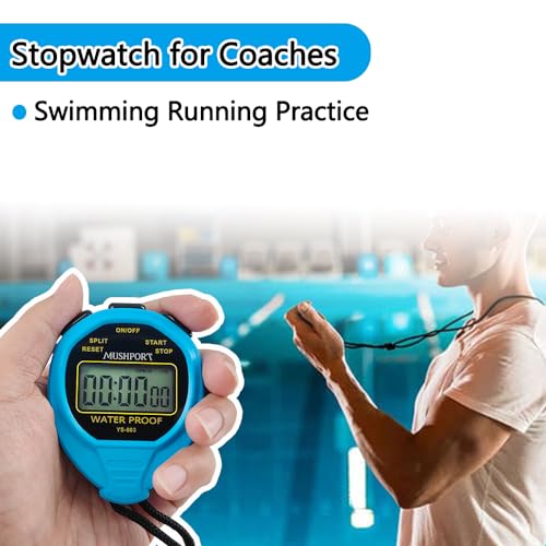 Waterproof Stopwatch Timer, Digital Stop-Watch for Sports, Blue - style: waterproof-blue