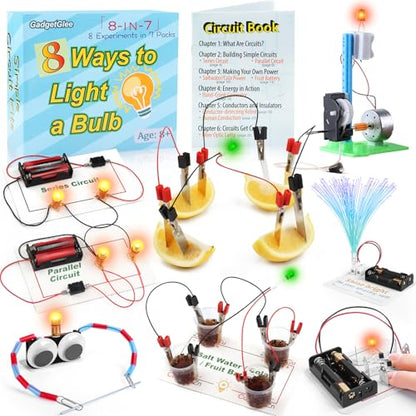 STEM Electric Circuit Kit, Electricity Science Project Light Bulb Experiments for Kids Teens, Electrical Engineering Kits Age 8-12 12-14, Fruit Energy Projects Circuits Experiment