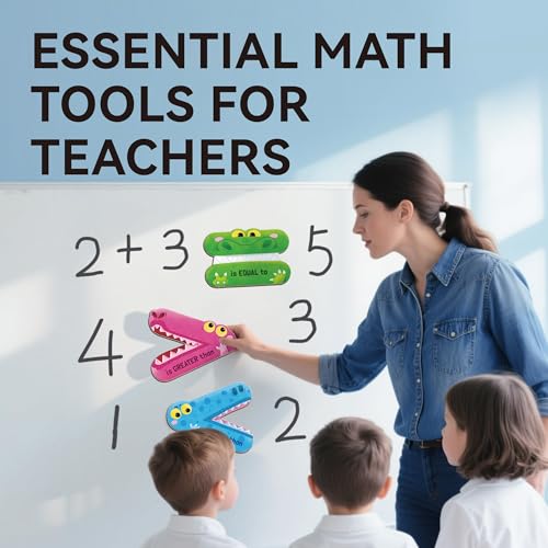 Dotimo Math Manipulatives 1st Grade, Magnetic Math Signs Jumbo Magnetic Symbols Set for Kids Ages 4-8, Greater Than/Less Than/Equal Signs, Homeschool Supplies (3 Magnetic Math Signs)
