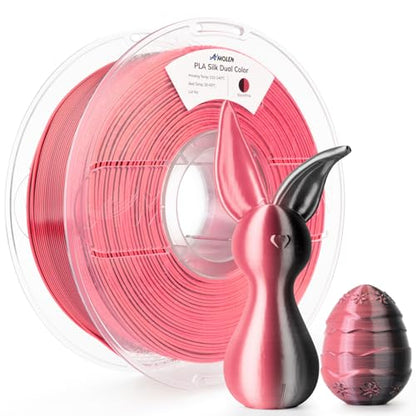 AMOLEN Silk PLA 3D Printer Filament, Dual Color Pink Black PLA 1.75mm, Shiny Color Change Filament 3D Printing PLA Filament for Most FDM 3D Printer, 1kg Spool(2.2lbs) - color: Black/Pink