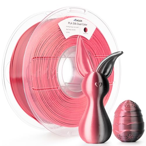 AMOLEN Silk PLA 3D Printer Filament, Dual Color Pink Black PLA 1.75mm, Shiny Color Change Filament 3D Printing PLA Filament for Most FDM 3D Printer, 1kg Spool(2.2lbs) - color: Black/Pink