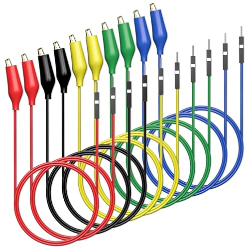 Goupchn Alligator Clips to Breadboard Male Jumper Wires - size: Breadboard Male to Alligator Clips
