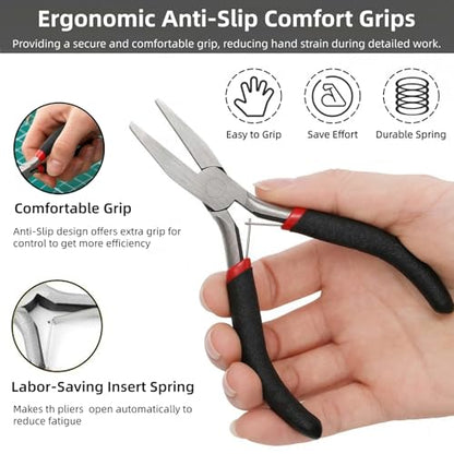 ZAVOOS 8 Pack Mini Pliers Set, Jewelry Making Tools Kit with Pouch