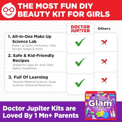 Doctor Jupiter Glam Science, DIY Makeup Craft Kit for Kids Ages 6,7,8+ - style: Glam Science Kit: 6+