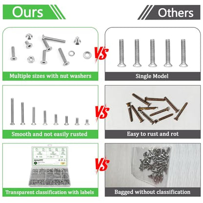 1160Pcs M3 Countersunk Flat Head Phillips Machine Screws Assortment Kit, Nuts Washers with Screwdriver, M3x6/8/10/12/16/20/25/30mm for Electronics & Machinery - size: M3x6/8/10/12/16/20/25/30-1160Pcs