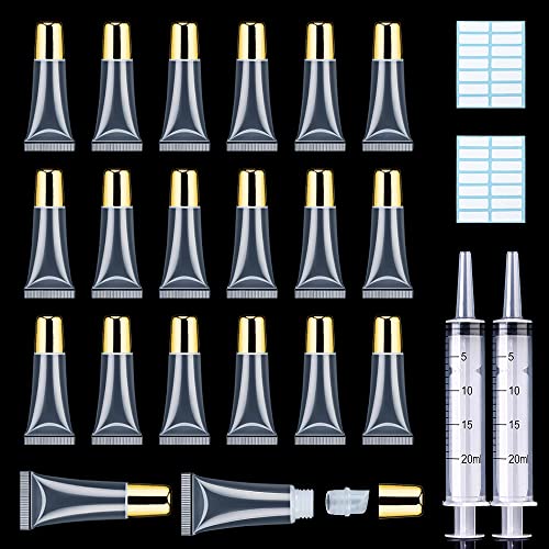 AMORIX 50PCS Empty 5ml Gold Cap Lip Gloss Tubes for Lipgloss Base - color: Gold, size: 5ml-50PCS