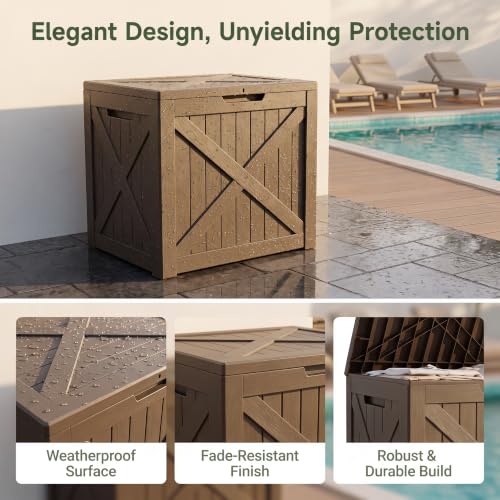 NicBex 32 Gallon Waterproof Resin Storage Deck Box, Light Coffee - color: Lignt Coffee-bs