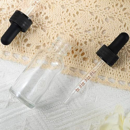 1oz 30ml Clear Glass Bottles with Graduated Dropper, 3 Pack
