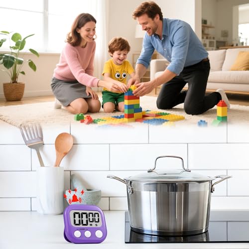 Timer for Kids Digital Kitchen Timers for Cooking- 2 Pack Pink Purple - color: Pink Purple