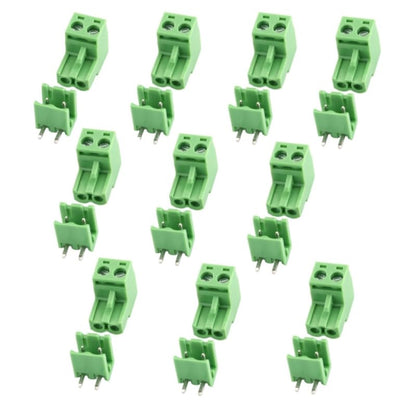 10 Set 2-pin 5.08mm Pitch Right Angle PCB Pluggable Terminal Block Connectors