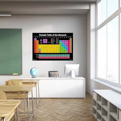Young N Refined Periodic table science poster EXTRA LARGE Plastic (36x54) 2026 chart teaching BLACK elements classroom decoration jumbo big premium educators atomic number guide - size: 54"L x 36"W