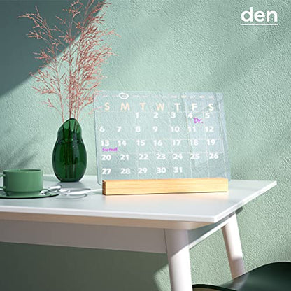 Light Up Clear Dry Erase Calendar 13 x 9 inch with 5 Markers, Acrylic Lighting Markable Calendar Board Agenda for Bedroom/Office/Home/Kitchen - style: Calendar