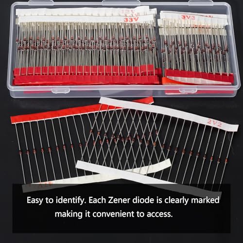 34Values 680PCS 1/2W Zener Diode Kit 2V to 47V 0.5W Diodes Assortment Set