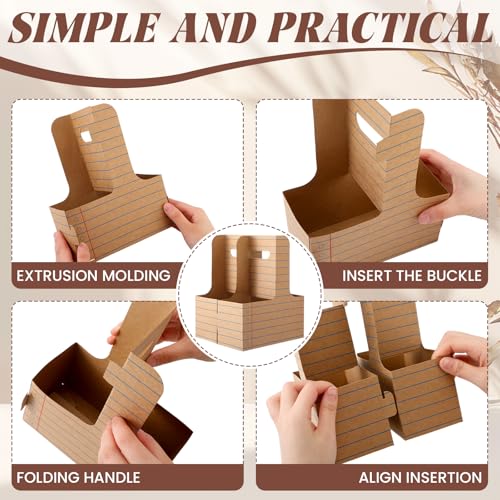 Reallnaive 12 Set Back to School Gifts 2 Cup Drink Carrier,Kraft Line - style: Kraft Line