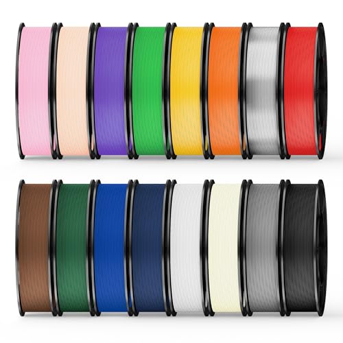 UJOY3D 16 Color Pack PETG Filament Bundle, Multicolor Strong PETG 3D Printer Filament 1.75mm, Individually Vacuum Packed, 0.25kg per Spool, 16 Pack, Total 4kg - color: Petg 0.25kg Bundle-16 Colors