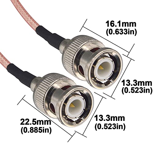 BNC Male to BNC Male RG316 Coaxial Cable 6.56Ft 50 Ohm RF Coax Antenna Extender Pigtail Jumper for CCTV, DVR, Camera, Video Equipment, Ham Radio & Professional Applications - size: 6.56Ft