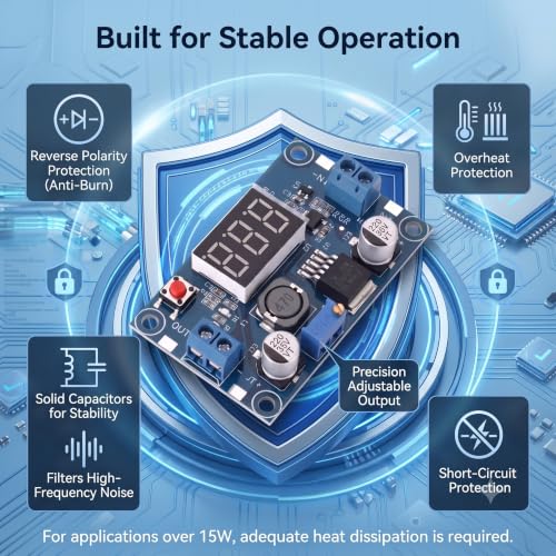 2PCS LM2596 DC-DC Buck Converter Module Adjustable Step-Down Vol with LED - size: 2 PCS