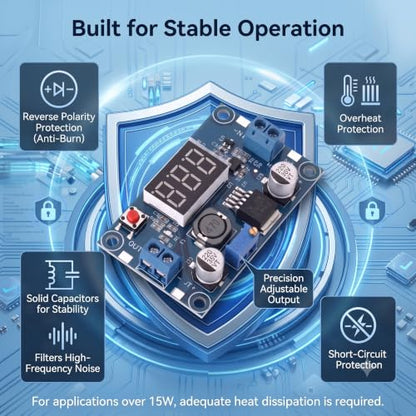 2PCS LM2596 DC-DC Buck Converter Module Adjustable Step-Down Vol with LED - size: 2 PCS