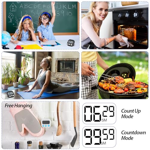 Weewooday 24 Pcs Digital Kitchen Timer Magnetic LCD Alarm, Black, White - color: Black, White