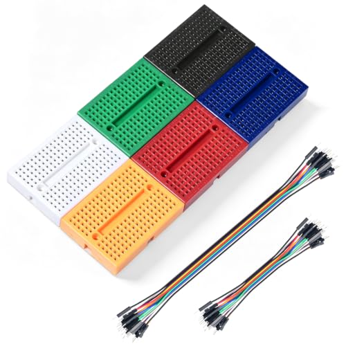 Chanzon 6pcs Solderless Breadboard +40pcs 24AWG Male to Male Jumper Wires - size: 170 Points