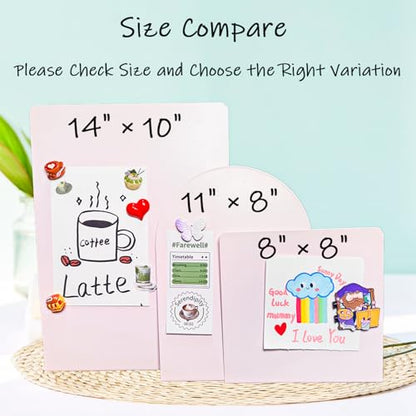 2 Pack Metal Pink Magnet Display Board, 8"×8" Anti-Slip Desk Magnetic Bulletin Board Decorative Tabletop Memo Photo Display Stand Small Business Supplies for Home Office Vendor Booth Events Classroom - size: 8" × 8"- P