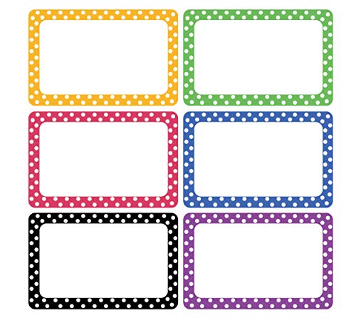 300 Cute Dot Name Tag Stickers Colorful Border Name Labels for School, Office, Home Can Be Used on Clothes, Storage Boxes, Packages - Updated Stronger Stickiness - color: Dot