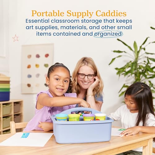 ECR4Kids 2-Compartment Large Storage Caddy Organizer, 6-Pack, Earthtone - color: Earthtone