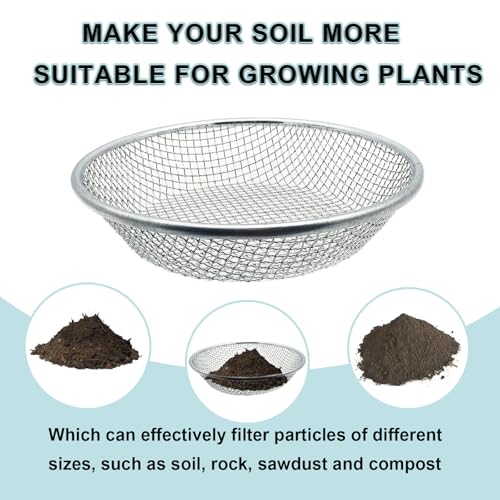 3PCS Soil Sifter for Gardening, Rock Sifter for 5 Gallon Bucket,Compost Sifter Dirt Sifter,Captures Dirt Rocks Sawdust - color: 3PCS (1/4in, 1/8in, 3/8in)