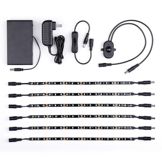 Gun Storage Solutions Gun Safe Light Kits - (6) 12 Inch LED Light Strands + Motion Sensor + Manual Switch + Battery Pack + AC Plug in Adaptor - style: Adhesive
