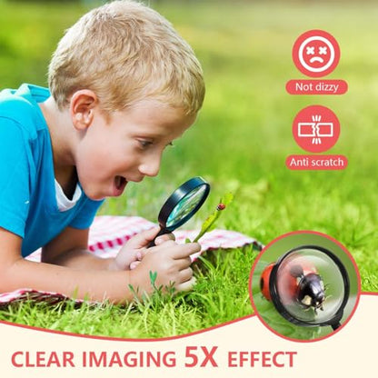 SenseYo 12 PCS Magnifying Glass 5X Mini Kids Magnifying Glass for Kids Reading Magnifier Magnifying Glasses for Kids Seniors