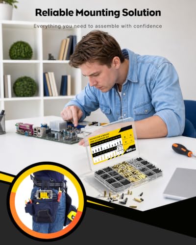 Vibit 640 Pcs M3 Brass and Nylon Standoff Kit, Male-Female & Female-Female Hex Motherboard Standoffs PCB Standoffs with Spacers Screws & Nuts, Hex Standoff Screws Assortment Kit for Circuit Boards - size: M3,640Pcs(Nylon&Brass)
