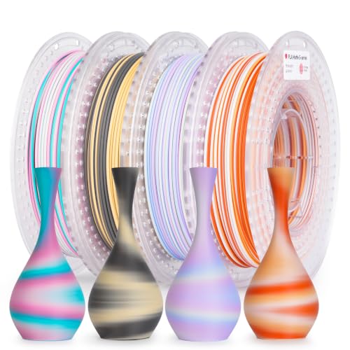 AMOLEN Matte PLA 3D Printer Filament Bundle, Multicolor Gradient Rainbow PLA 1.75mm Pack, Fast Color Change 3D Printing Filament for Most FDM 3D Printer, 200g X 4 Spools - color: Orange Grey/Green Pink White/Purple Blue Green/Orange White