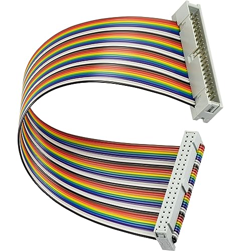 GPIO Ribbon Cable 40Pin Male to Female IDC Flat Rainbow Jumper Wire Connector for Raspberry Pi - color: Male to Female (Rainbow, 8")