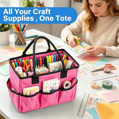 ZKOO Art Craft Organizer Tote Bag, Desktop Tote and Organizer Pink - color: Pink