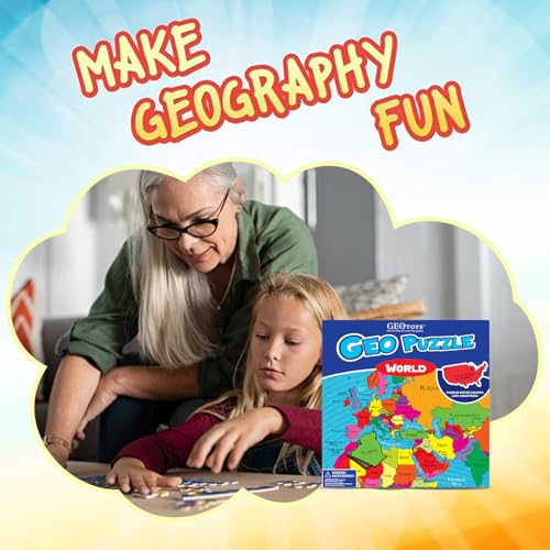 GeoPuzzle World Jigsaw Puzzles, 68 Pc Map Puzzle for Kids Ages 6 & Up - color: 1 Set-world