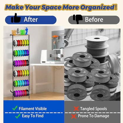 Wall Mount 3d Printer Filament Storage Rack, 6 Tier Filament Spool Holder