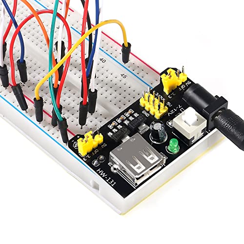 Electronic Breadboard Component,Electronic Fun Kit with 830 Tie Point Breadboard,Bundle,Power Supply,Jumper Wires,Resistors,LED for Arduino for Raspberry Pi