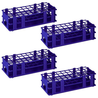CroBlissful 4 Pcs 40 Hole Plastic Test Tube Rack Lab Holder Rack for 16mm/20mm Tube Detachable, Blue - color: Blue, size: 40 Hole