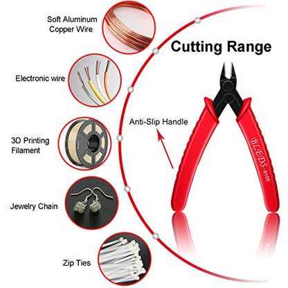 Wire Cutters, 5 Pack BS-8109 Flush Cutters Micro Shear Wire Cutters Precision Side Cutters Tools for Electronics Aluminum Jewelry 3D Printer 5 Inch, Red - color: 5 Pack -5"