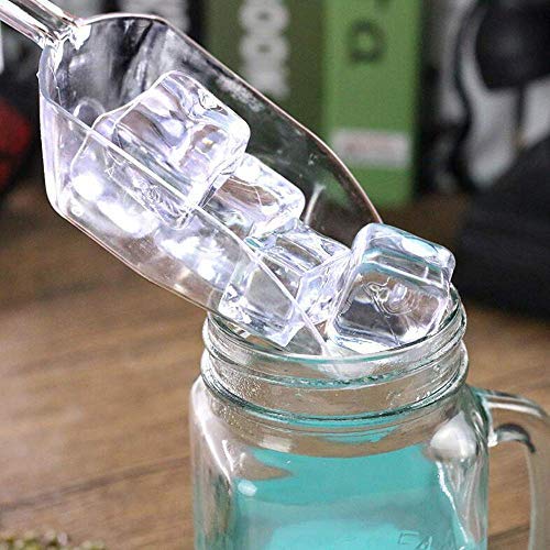 12 Pcs Mini Clear Acrylic Plastic Kitchen Scoops, 5.5" Flat Bottom Ice Scoop for Weddings, Ice, Candy Dessert Buffet, Protein Powders, Coffee, Tea