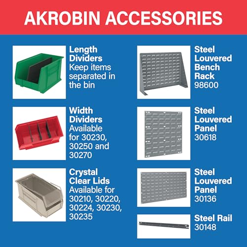 Akro-Mils 30230 AkroBins Plastic Storage Bins, 11"x5"x5", Red, 12-Pack - color: Red