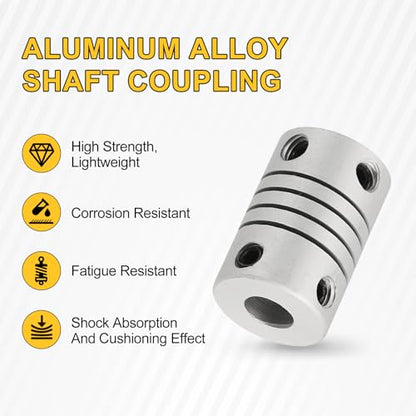 uxcell 4Pcs Flexible Couplings 3mm to 5mm Aluminum Alloy Joint Connector - size: 3mm to 5mm, style: D12 x L18mm