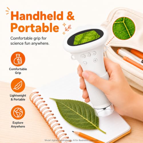 1000X Microscope for Kids, 2'' Screen Kids Wonder Quest Microscope Camera - color: White
