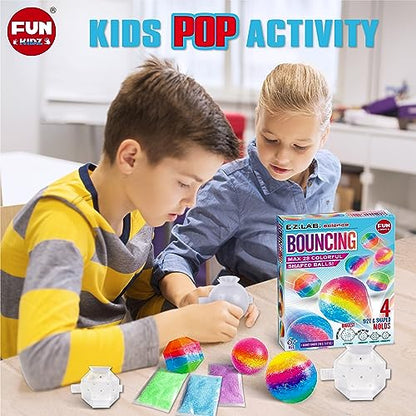 Big Bouncy Ball Kit for Kids, FunKidz DIY Ultimate Magic Bouncy Balls Making Kit Science Craft Projects Birthday Party Activities for Boys Girls Ages 6-12 Includes Tennis Size Ball Model and Powder